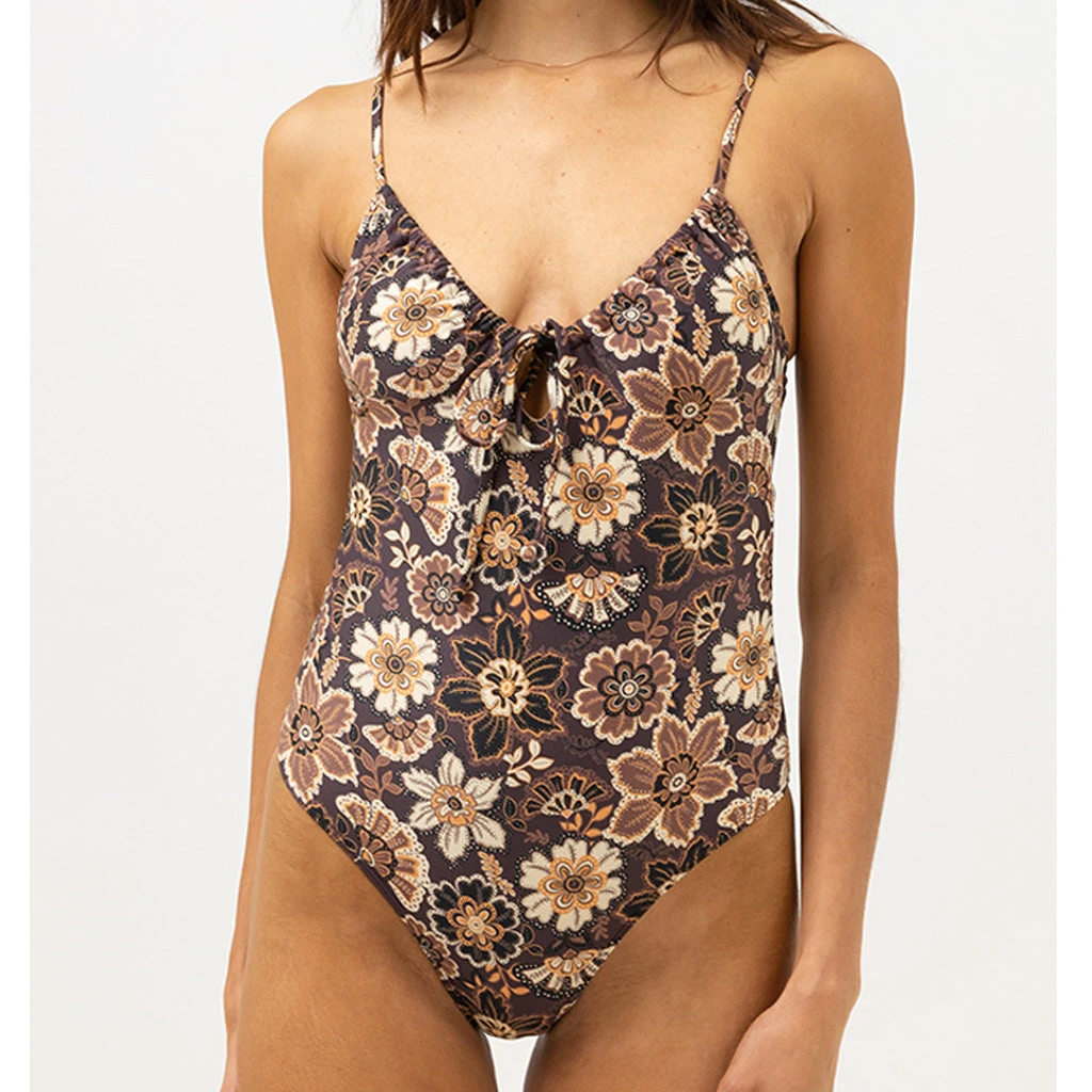 Rhythm Women's Cantabria Floral Tie Front One Piece - Brown - Image 5