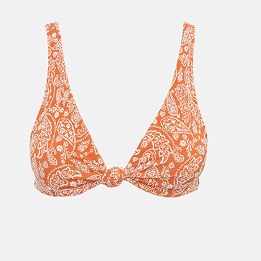 Rhythm Women's Adina Paisley Tall Knot Front Top - Terracotta