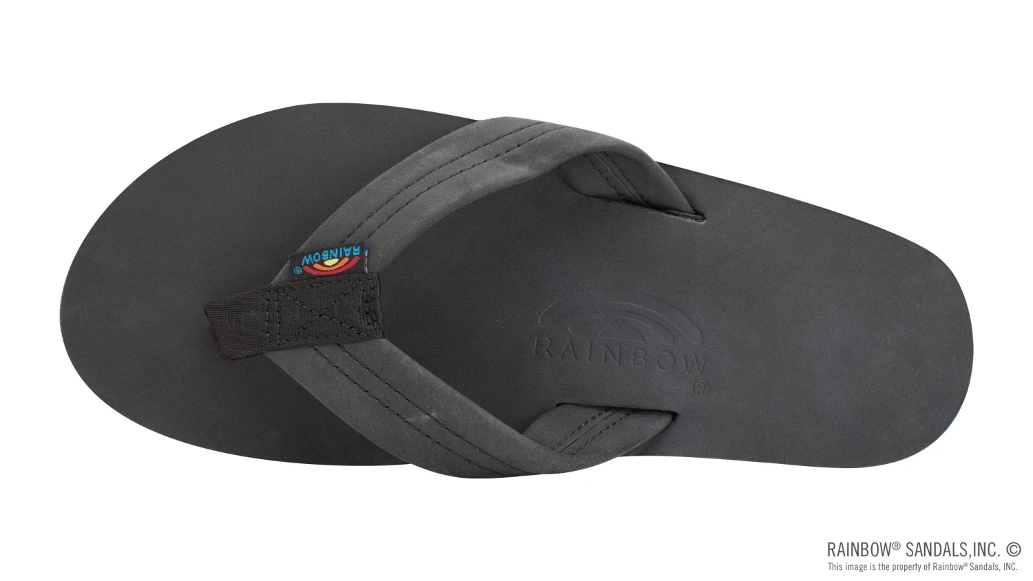 Rainbow Sandals Men's Single Layer Premier Leather With Arch Support 1" Strap - Premier Black - Image 2