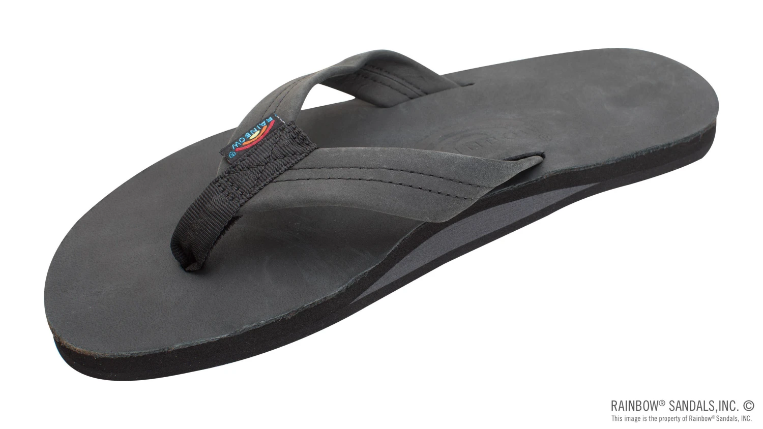 Rainbow Sandals Men's Single Layer Premier Leather With Arch Support 1" Strap - Premier Black