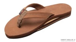 Rainbow Sandals Men's Double Layer Premier Leather W/Arch Support And 1" Strap - Black
