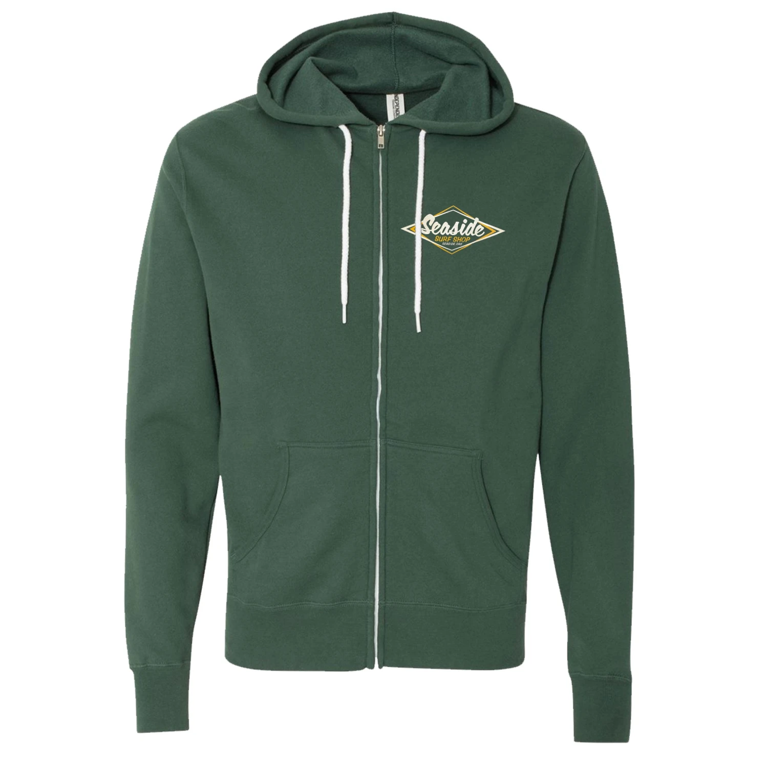 Seaside Surf Shop Vintage Logo Zip Hoody - Alpine Green - Image 2
