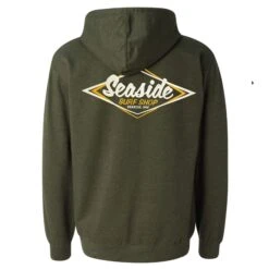 Seaside Surf Shop Vintage Logo Pullover Hoody - Army Heather