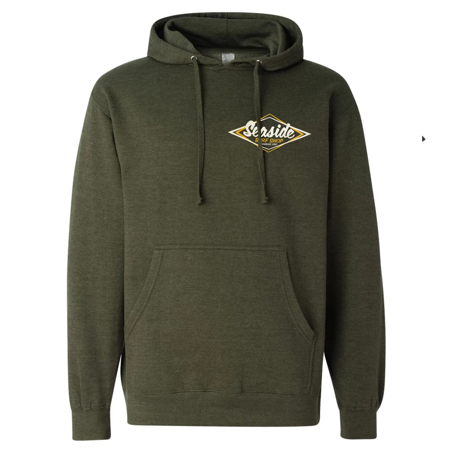 Seaside Surf Shop Vintage Logo Pullover Hoody - Army Heather - Image 2
