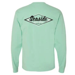 Seaside Surf Shop Mens Vintage Logo L/S Tee - Clean Mint