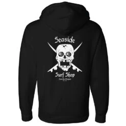 Seaside Surf Shop Mens Skull Hooded Sweatshirt - Black