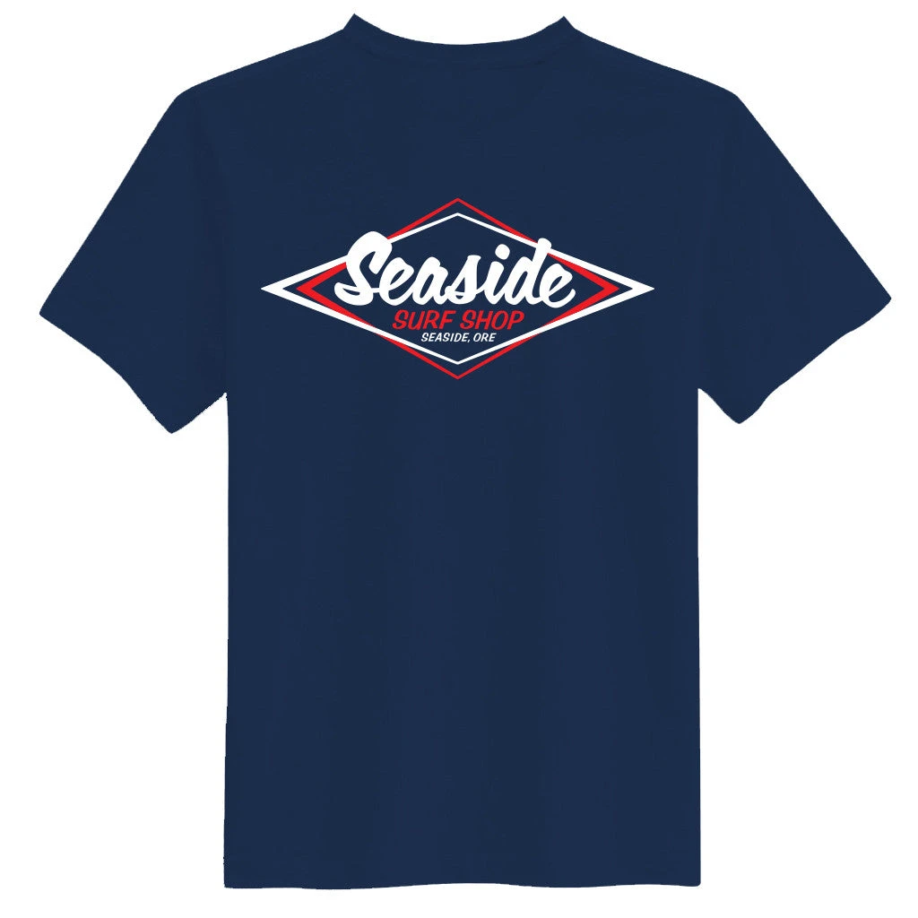 Seaside Surf Shop Mens Vintage Logo Tee - Navy