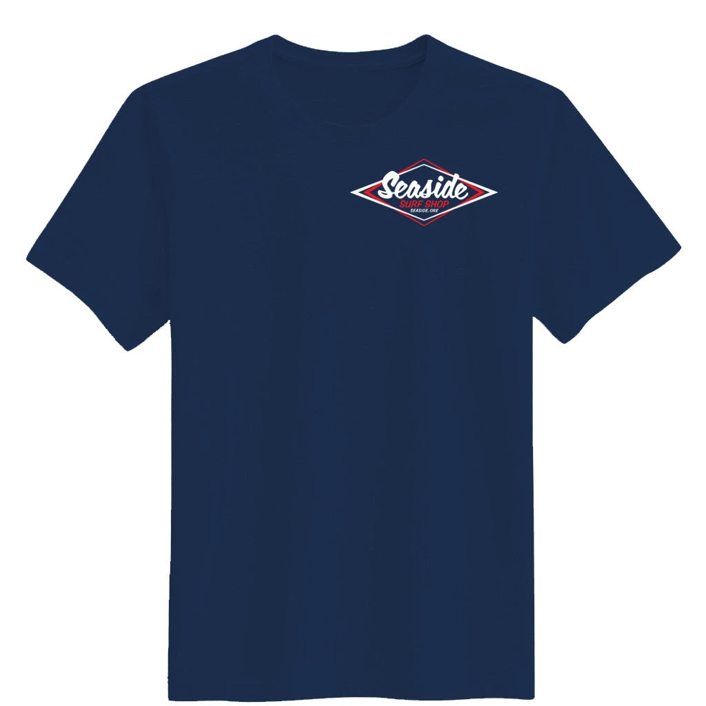 Seaside Surf Shop Mens Vintage Logo Tee - Navy - Image 2